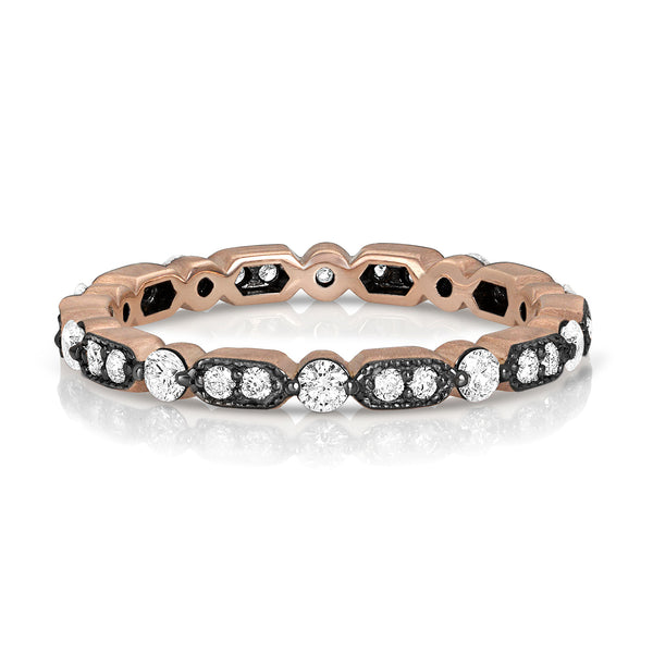 diamond milgrain deco stack ring<br>in combo of 18k rose and blackened golds. Hot! <span class='visuallyhidden'>Call, text 323-404-2959 for shopping help.</span>